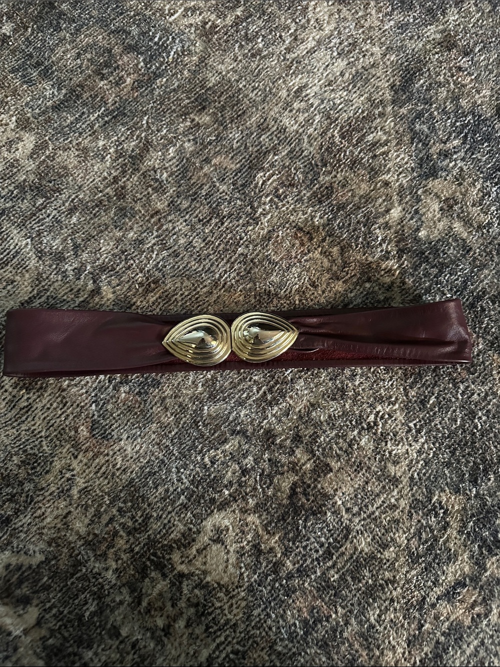 Vintage Revcor Women's Burgundy Leather Waist Belt with Gold buckle